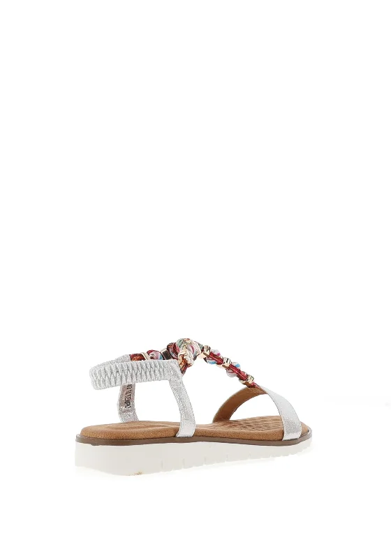 Lunar Tempo Charm Embellished Sandals, Silver