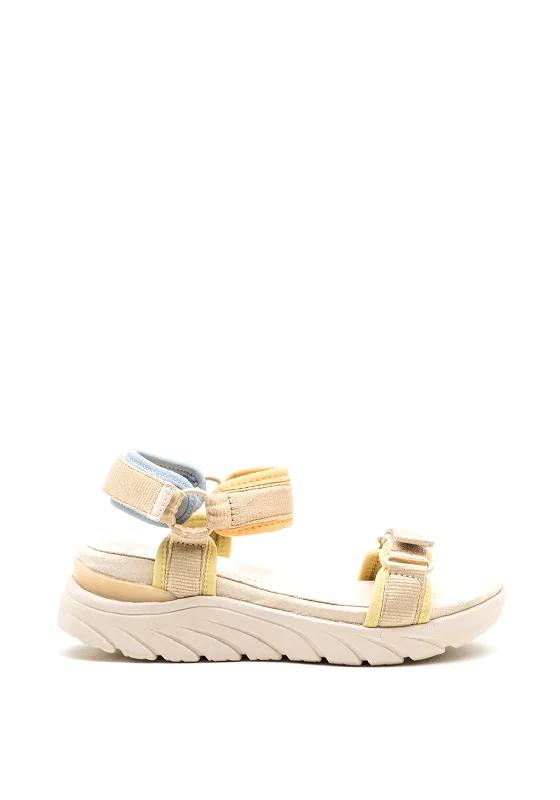 Marco Tozzi Velcro Strap Sandals, Beige Multi