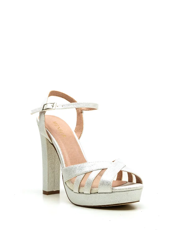 Menbur Glitter Platform Heeled Sandals, Silver