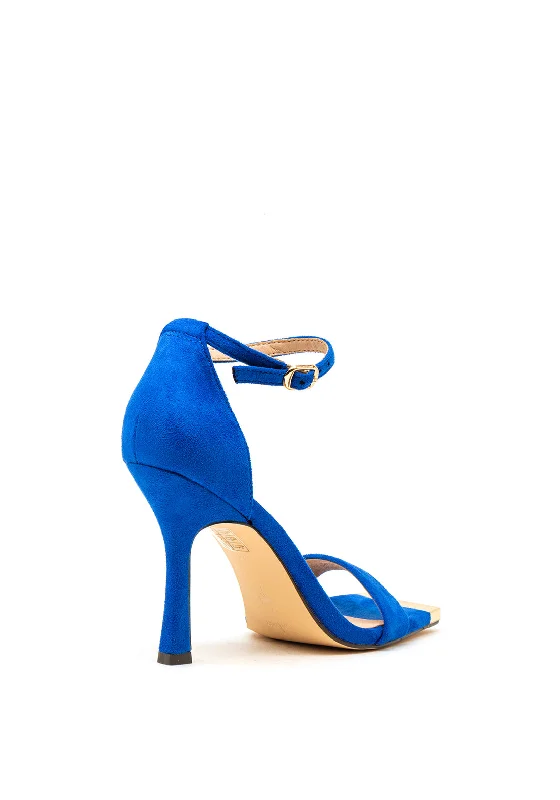 Menbur Faux Suede Square Toe Heeled Sandals, Blue