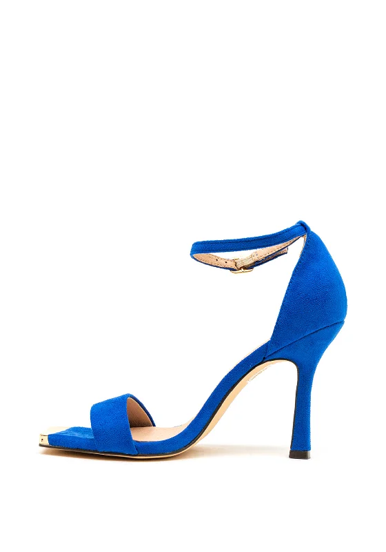 Menbur Faux Suede Square Toe Heeled Sandals, Blue