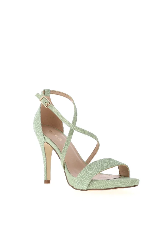 Menbur Glitter Strappy Heeled Sandals, Green