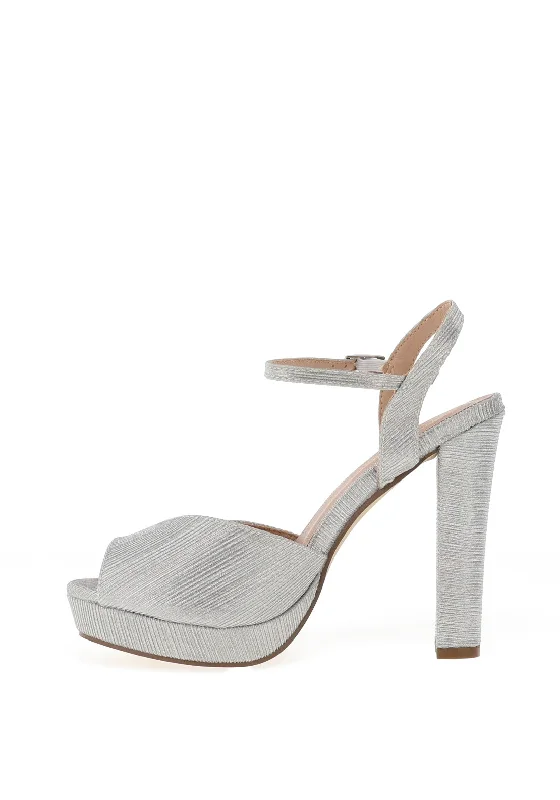 Menbur Glitter Platform Heeled Sandals, Silver