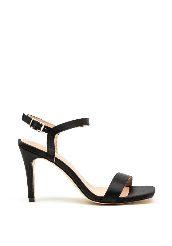 Menbur Square Toe Heeled Sandals, Black