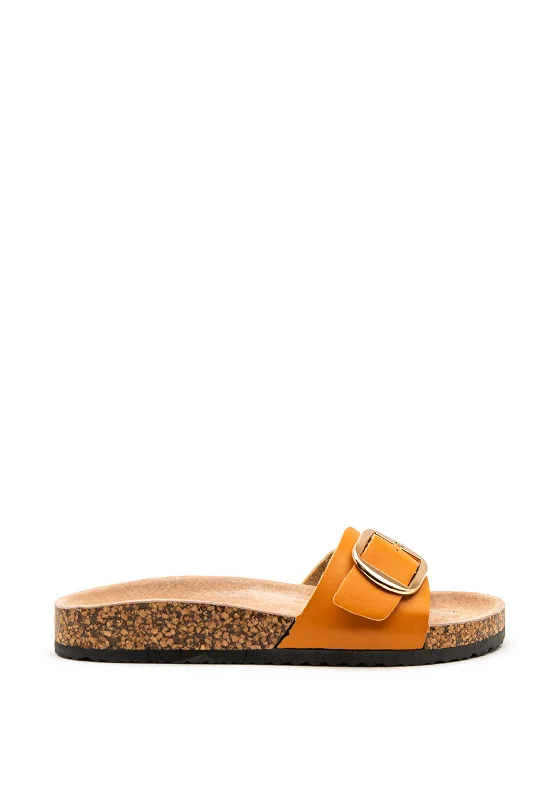 Millie & Co. Buckle Slip on Sandals, Orange