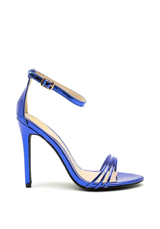 Millie & Co Susie Metallic Heeled Sandals, Blue