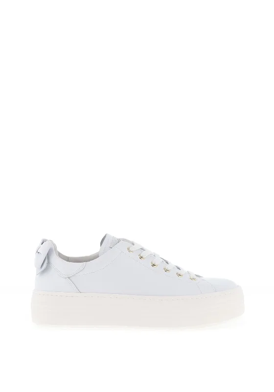 Nero Giardini Leather Bow Platform Trainers, White