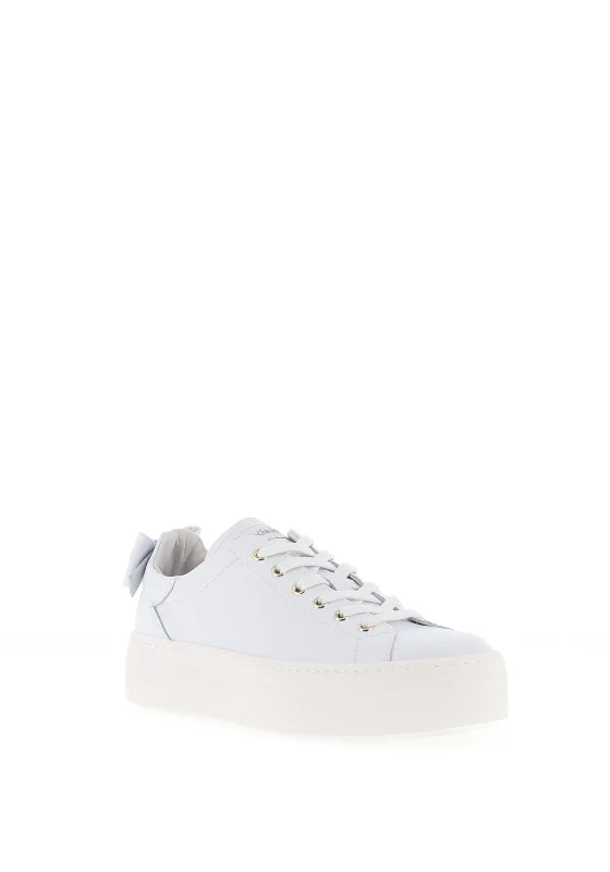 Nero Giardini Leather Bow Platform Trainers, White