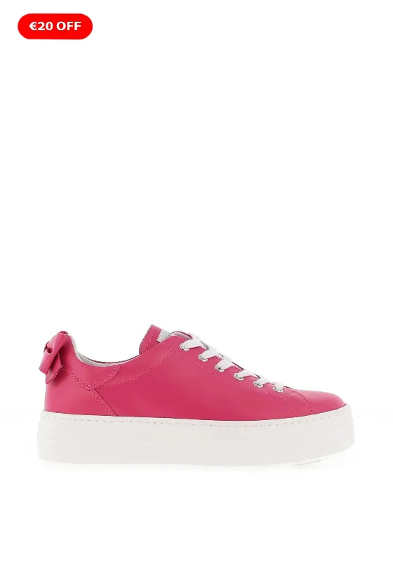 Nero Giardini Leather Bow Platform Trainers, Fuchsia