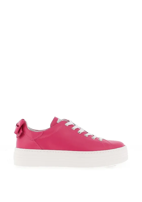 Nero Giardini Leather Bow Platform Trainers, Fuchsia