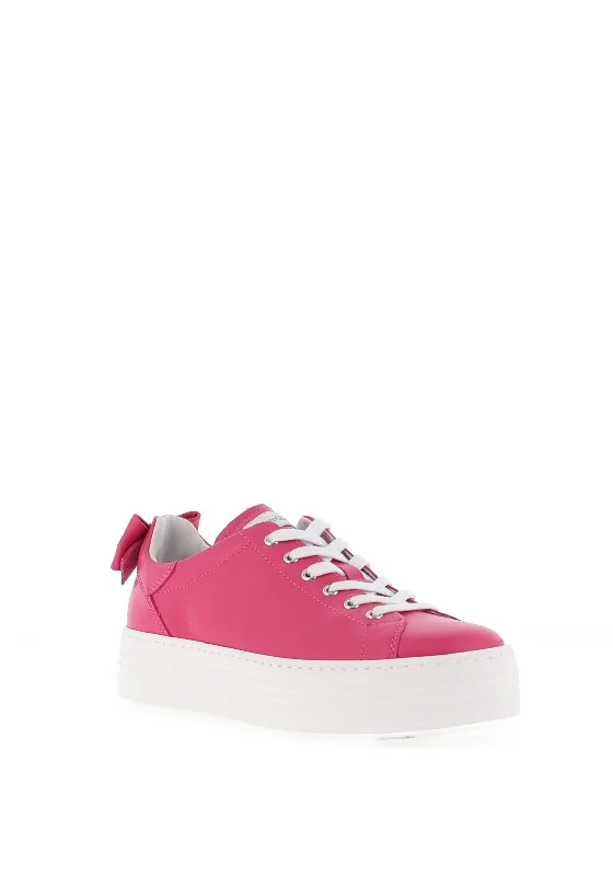 Nero Giardini Leather Bow Platform Trainers, Fuchsia