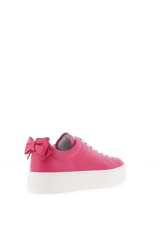 Nero Giardini Leather Bow Platform Trainers, Fuchsia