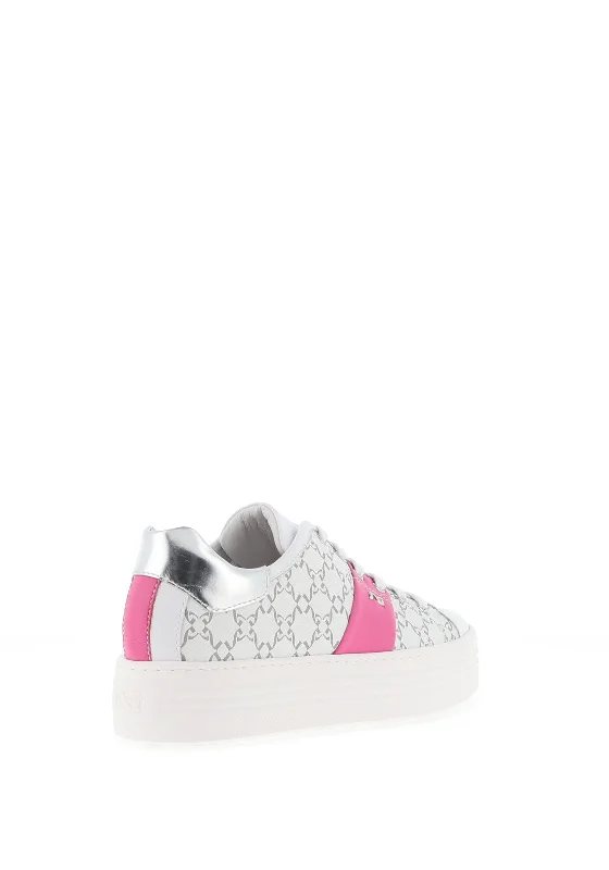 Nero Giardini Leather NG Print Trainers, White & Fuchsia