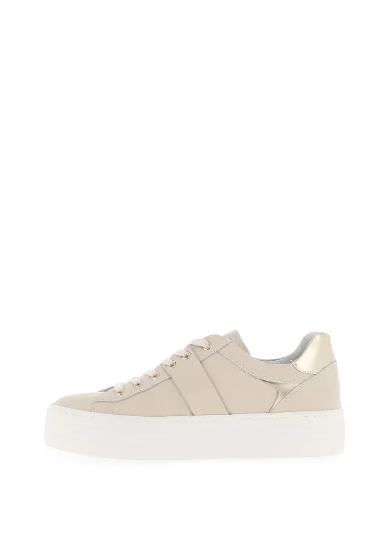 Nero Giardini Leather Diamante Logo Trainers, Natural