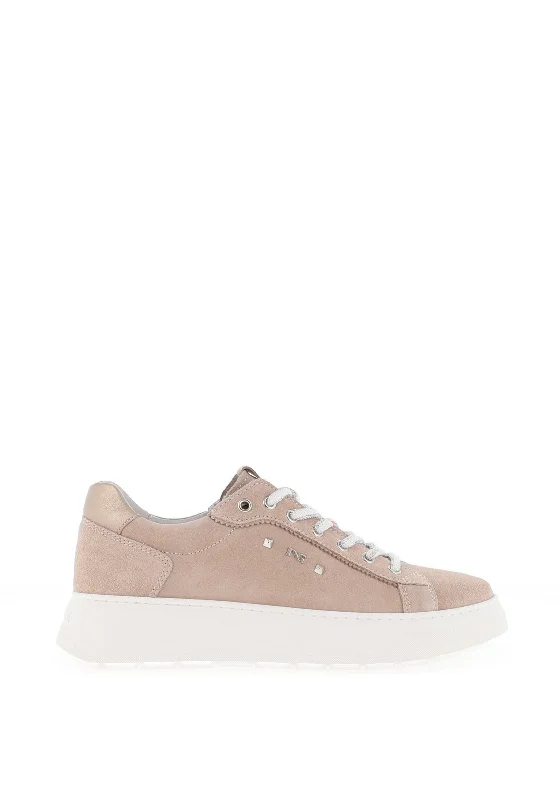 Nero Giardini Suede Leather Platform Trainers, Taupe