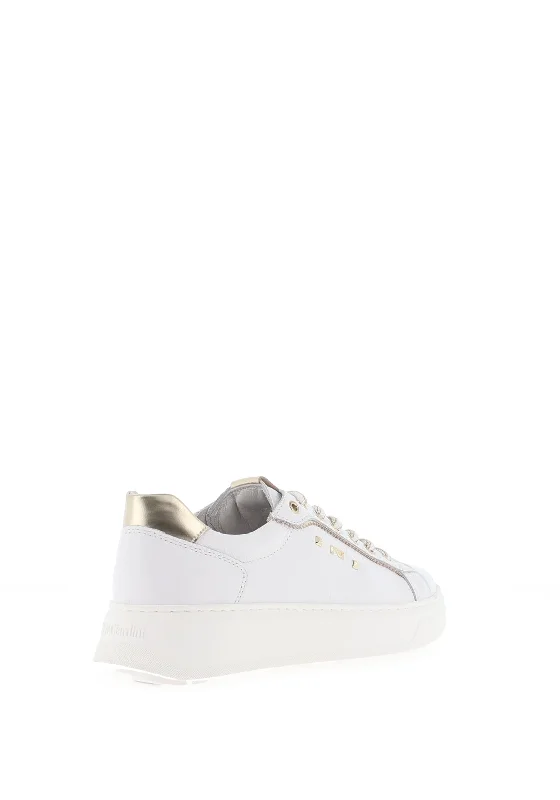 Nero Giardini Leather Gold Trim Trainers, White