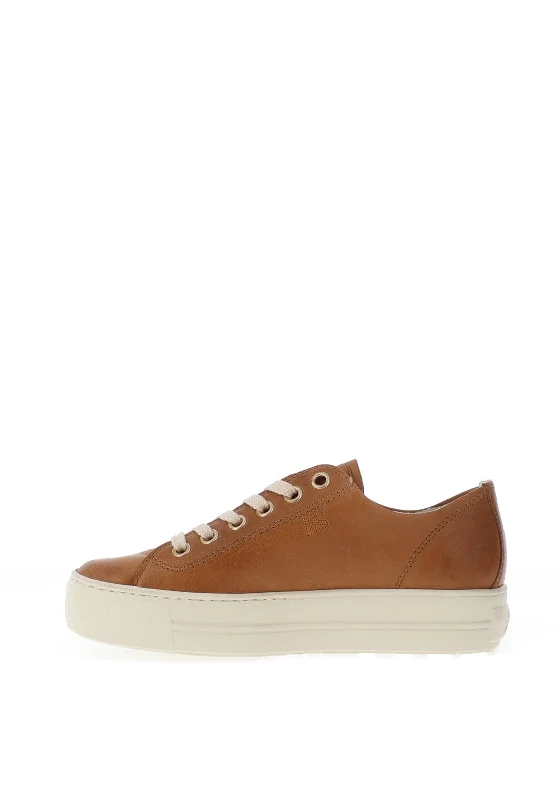 Paul Green Leather Platform Trainers, Cuoio