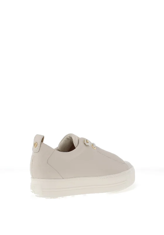 Paul Green Leather Elastic Lace Platform Trainers, Maincalf Ivory & Gold