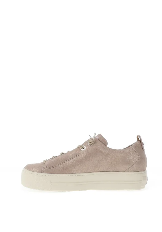 Paul Green Nubuck Leather Elastic Lace Platform Trainers, Samtziege Met