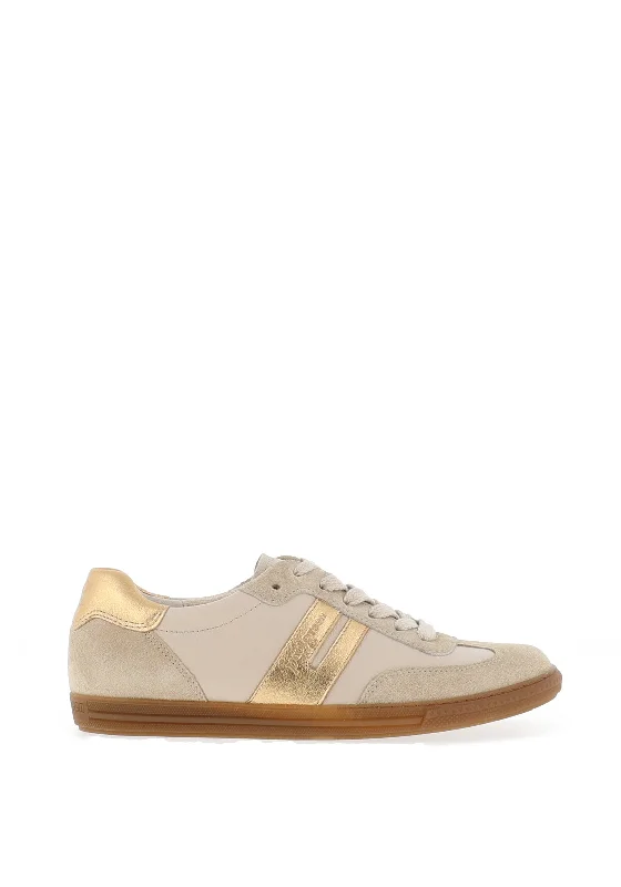 Paul Green Suede Leather Retro Laced Trainers, Biscuit