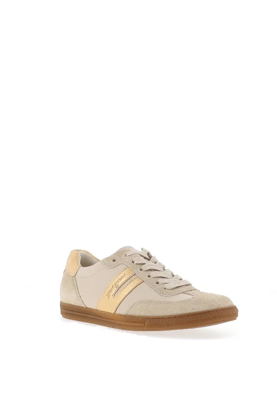 Paul Green Suede Leather Retro Laced Trainers, Biscuit