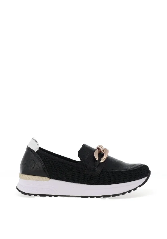 Rieker Womens Slip On Mesh Trainers, Black