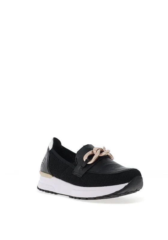 Rieker Womens Slip On Mesh Trainers, Black