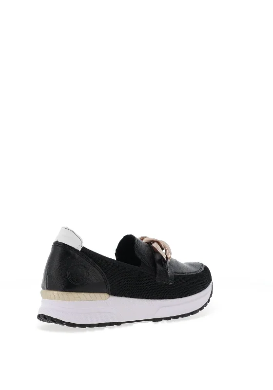 Rieker Womens Slip On Mesh Trainers, Black