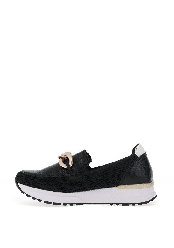 Rieker Womens Slip On Mesh Trainers, Black