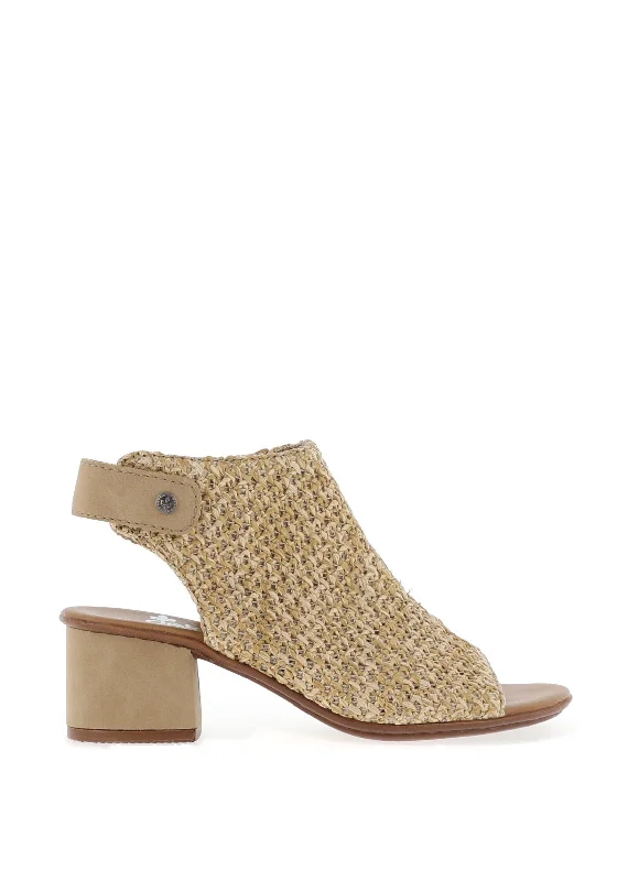 Rieker Woven Block Heel Mule Sandals, Sand