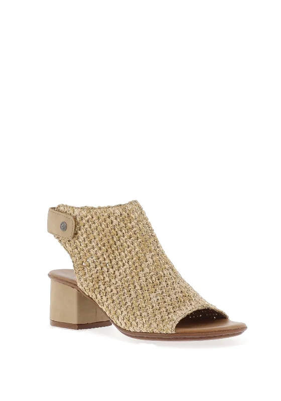 Rieker Woven Block Heel Mule Sandals, Sand