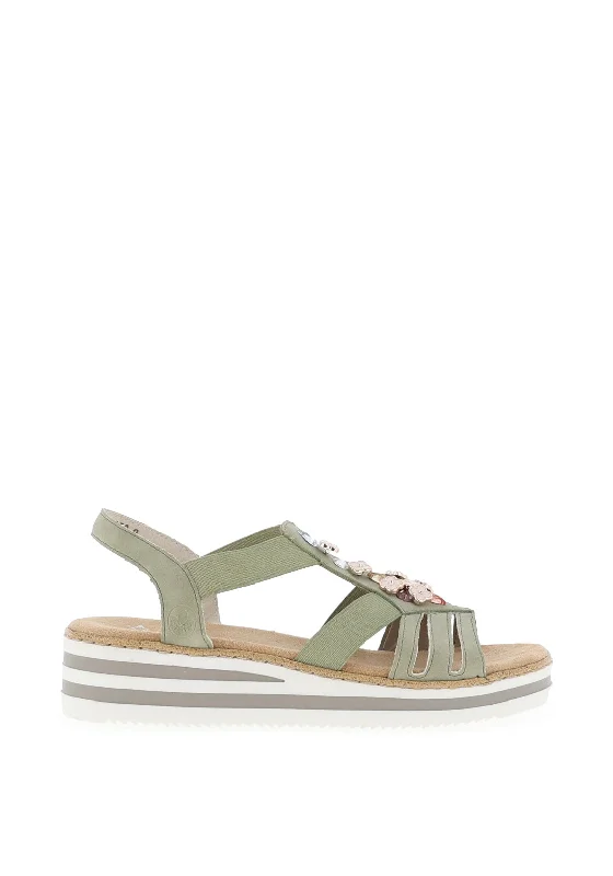 Rieker Flower Strappy Sandals, Green