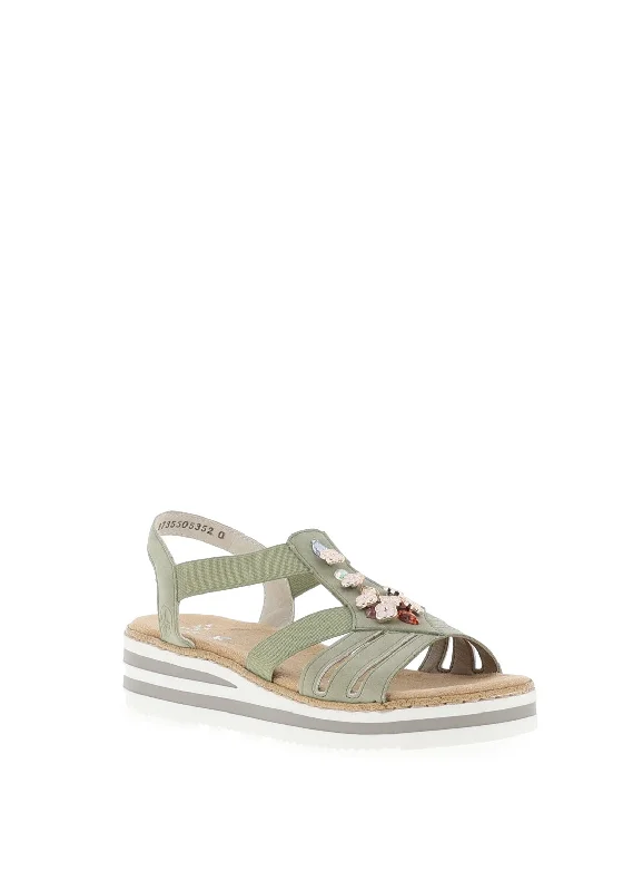 Rieker Flower Strappy Sandals, Green