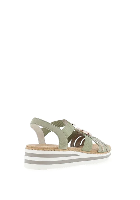 Rieker Flower Strappy Sandals, Green