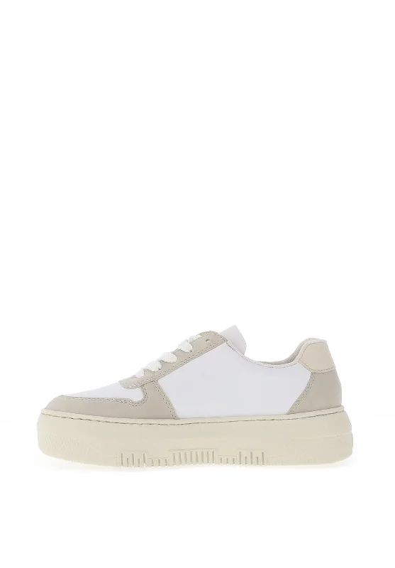 Rieker Womens Leather Colour Block Platform Trainers, White Combi