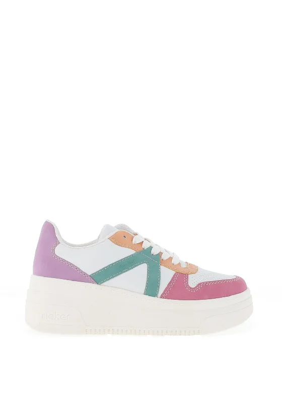 Rieker Womens Colour Block Trainers, White Multi