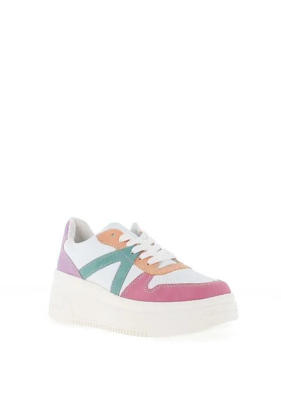 Rieker Womens Colour Block Trainers, White Multi