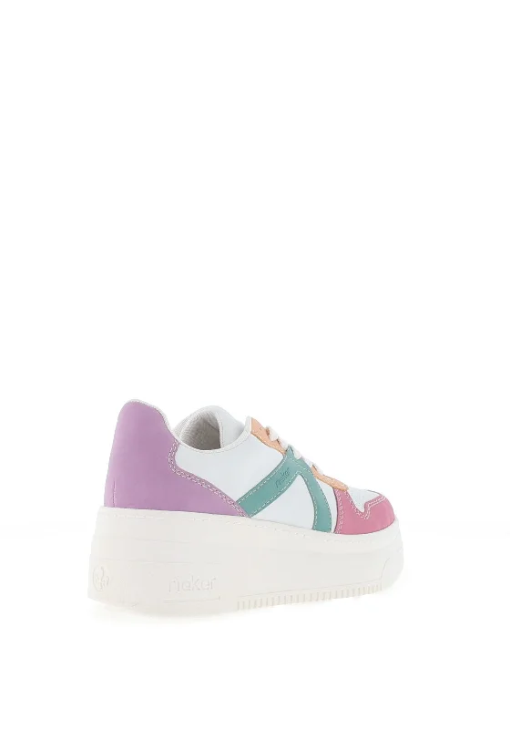 Rieker Womens Colour Block Trainers, White Multi