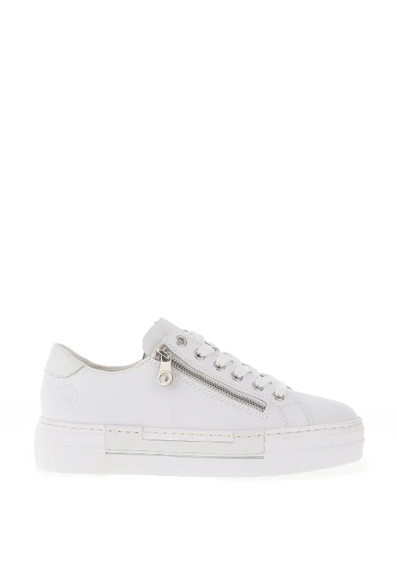 Rieker Womens Leather Memosoft Platform Trainers, White