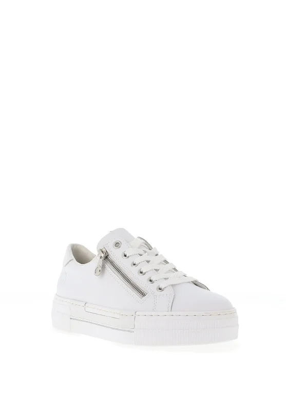 Rieker Womens Leather Memosoft Platform Trainers, White