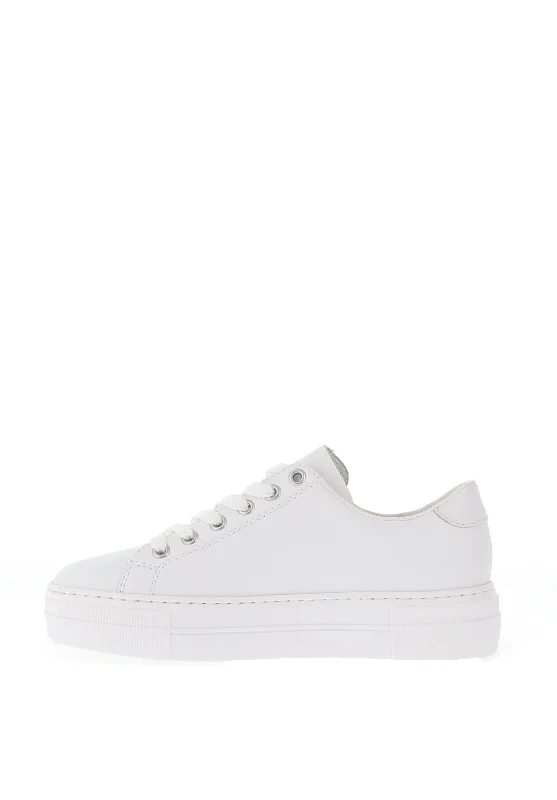 Rieker Womens Leather Memosoft Platform Trainers, White