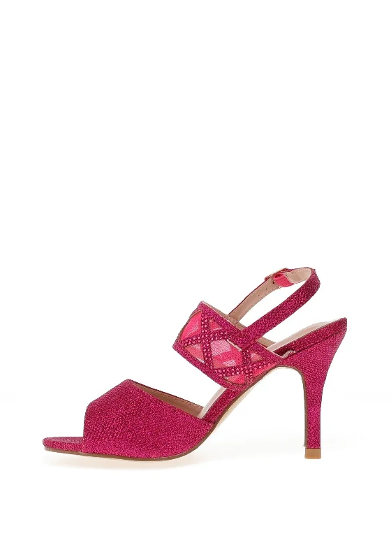 Sorento Moor Glitter Mesh Strap Heeled Sandals, Pink