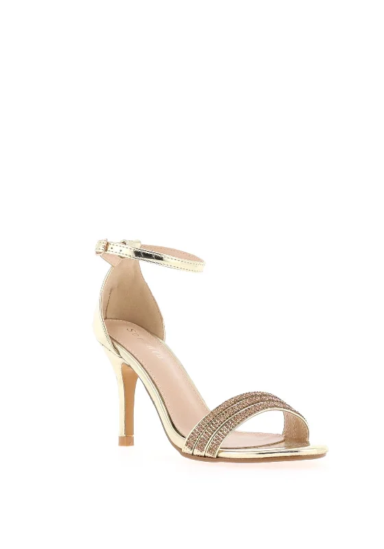 Sorento Preston Rhinestone Strappy Heeled Sandals, Gold