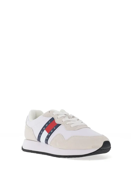 Tommy Jeans Womens Leather Essential Suede Cleat Trainers, White