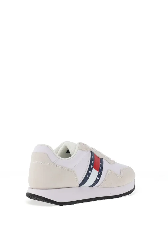 Tommy Jeans Womens Leather Essential Suede Cleat Trainers, White