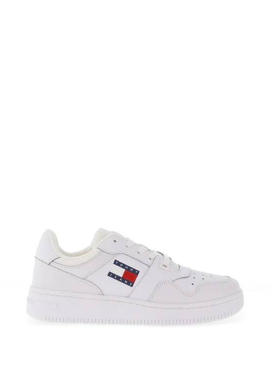 Tommy Jeans Womens Leather Retro Basketball Trainers, White