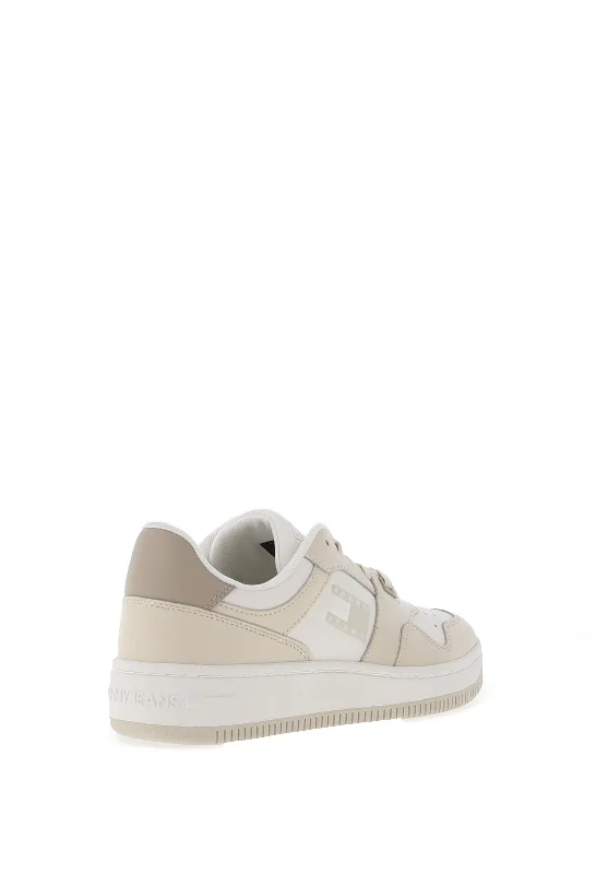 Tommy Jeans Womens Leather Retro Basketball Trainers, Newsprint