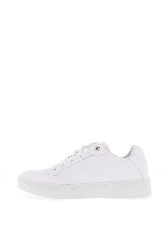 Tommy Hilfiger Womens Webbing Leather Court Trainers, White