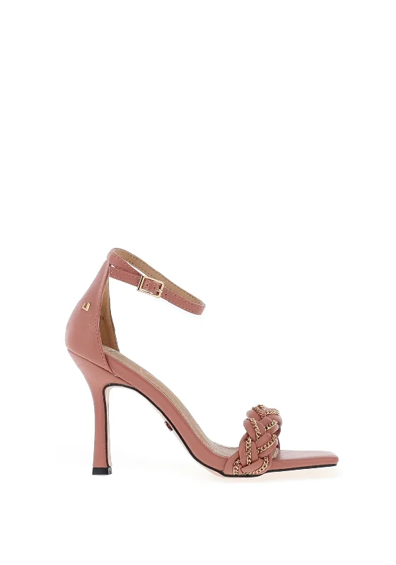 Una Healy Sweete Motions Chain Pleat Heeled Sandals, Pink