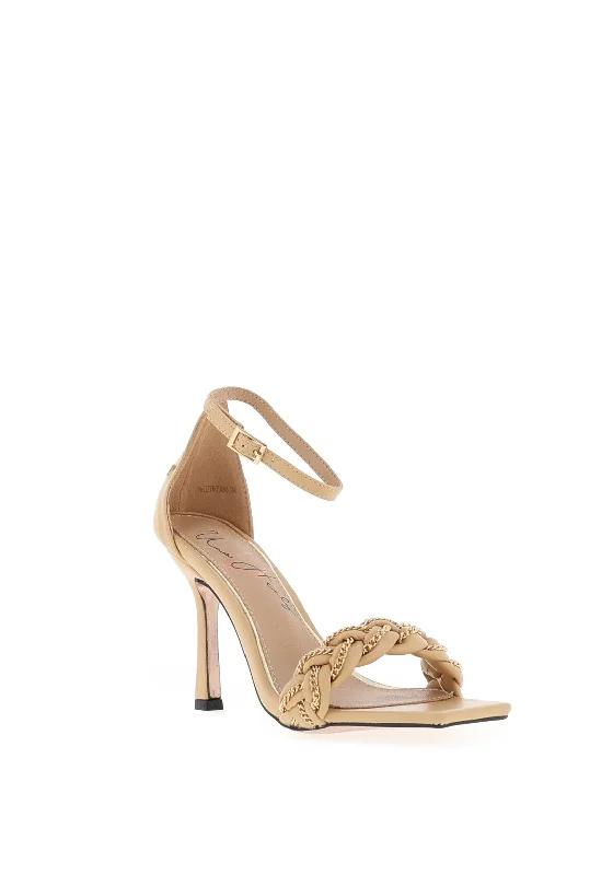 Una Healy Sweete Motions Chain Pleat Heeled Sandals, Nude